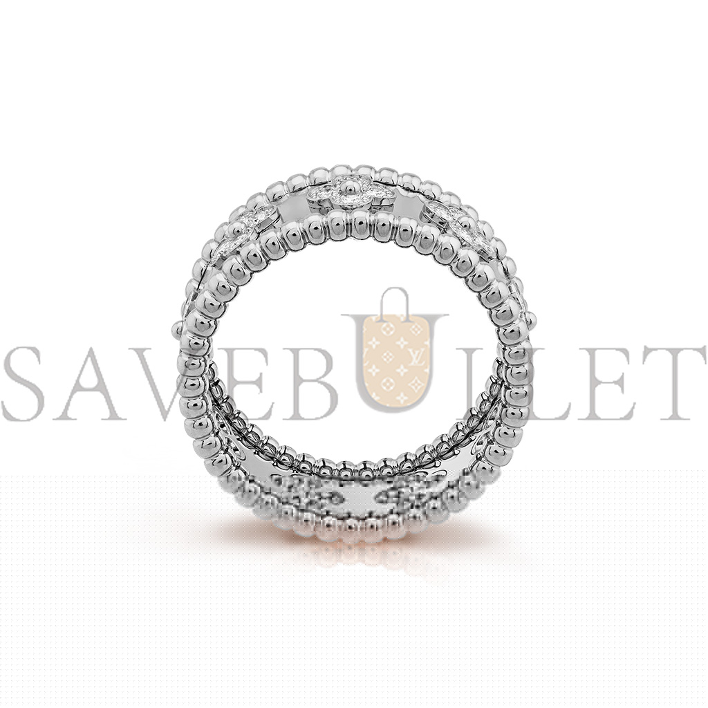 V*N CL*F arpels perlÉe clovers ring, small model - white gold, diamond  vcaro9nd00
